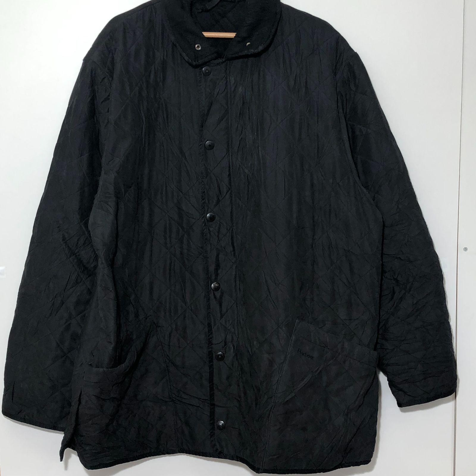 Barbour バブアー キルティングジャケット フリースライナー 襟内側若干穴破れ有 XXL ブラック|ネイビー