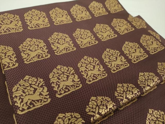 平和屋着物●龍村美術織物 龍村製 つけ帯 花兎瓦燈文 金糸 正絹 DAAY1036ps