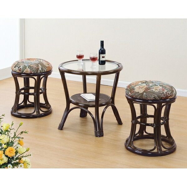 籐 クッション付き スツール 2個組 イス チェア スツール TK43 完成品