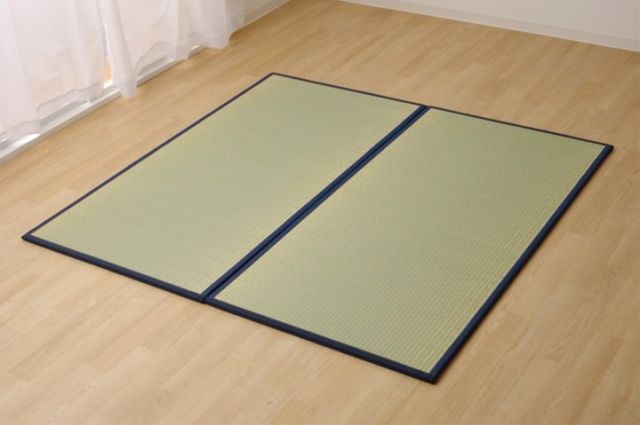 置き畳 1畳 国産 い草ラグ あぐら ネイビー 約82×164cm 2枚組 ネイビー 代引不可