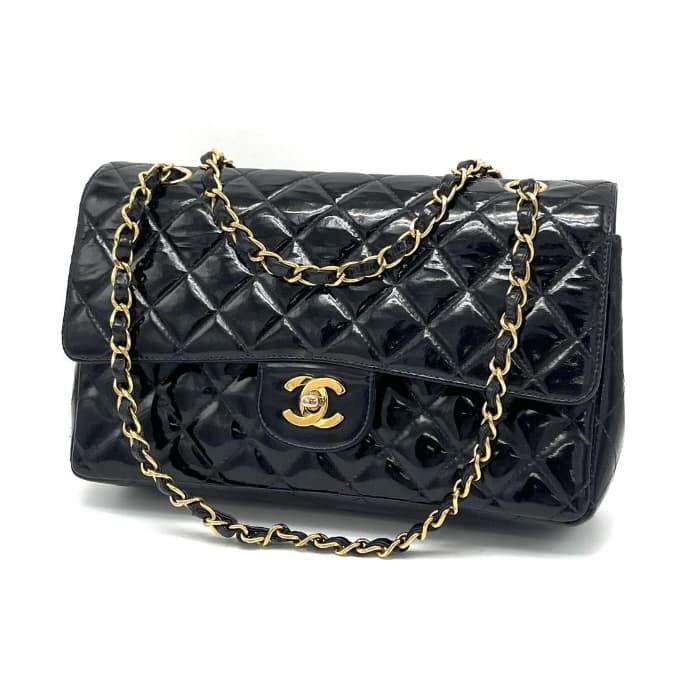CHANELシャネル ハンドバッグ マトラッセ　ターンロック エナメルブラック 中古】 CHANEL シャネル マトラッセ ターンロック ココマーク