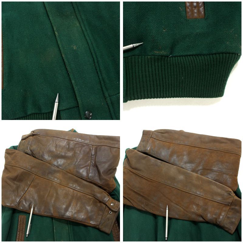 80s vintage レザー切り替え ウール スタジャン メンズ 表記Lサイズ