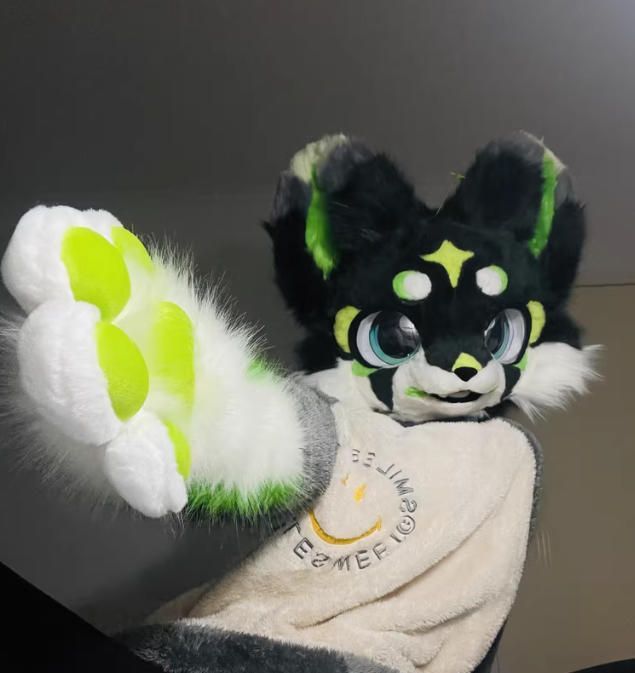 着ぐるみヘッド 犬 NO.364 黒 緑 全頭ヘッド ケモノ ファースーツ ぬいぐるみ コスプレ コスチューム kigurumi 一点物