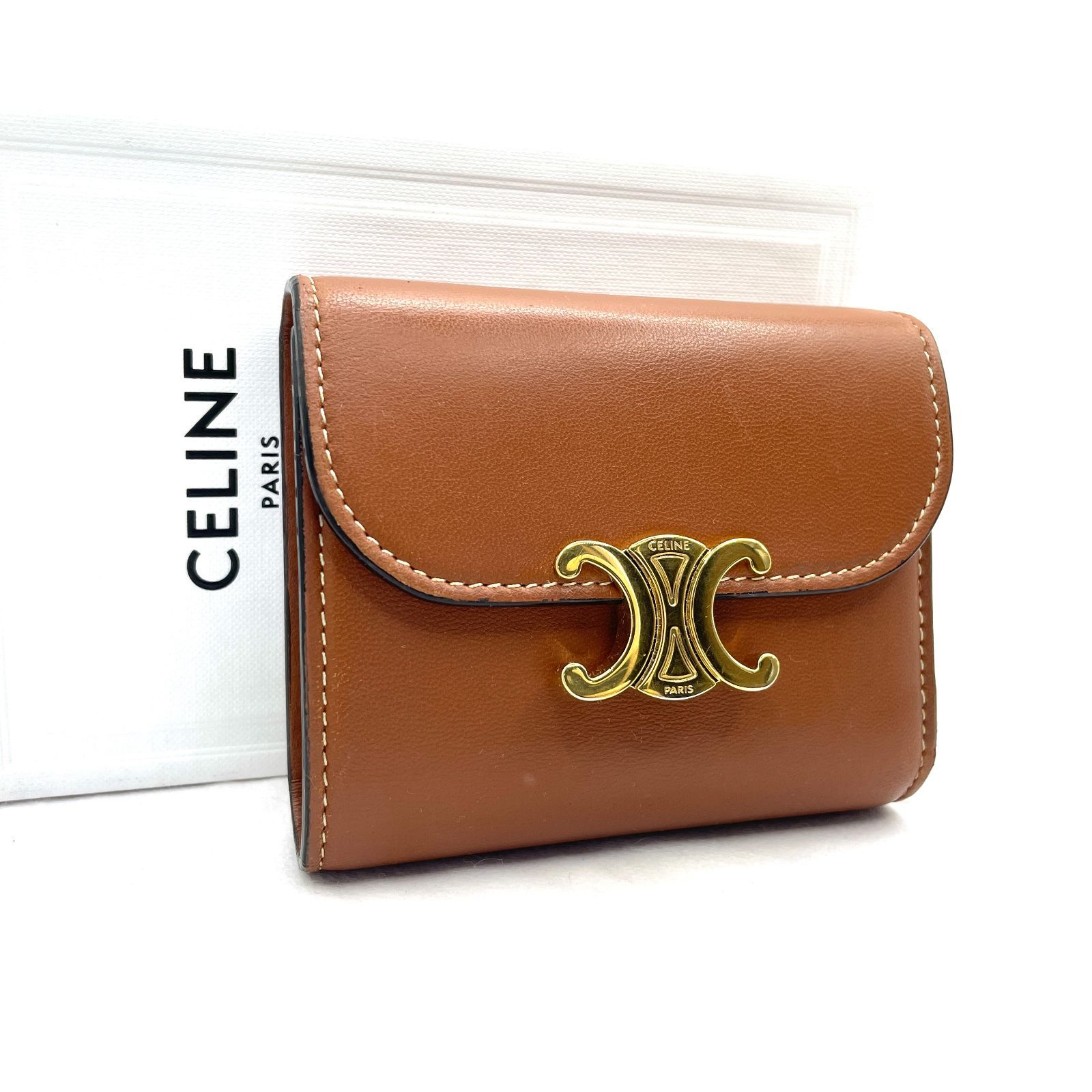 335】極美品 CELINE セリーヌ トリオンフ スモールウォレット 