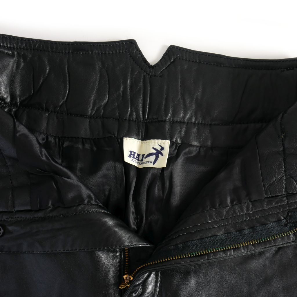 ♡プランクプロジェクト♡レザーショートパンツ　24aw 38 ブラック 羊革　黒 Black White Checkered Patchwork Straight Leg Denim Trousers