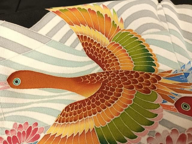 平和屋着物○本加賀友禅作家 稲荷茂雄 黒留袖 友禅 作家物 尾長