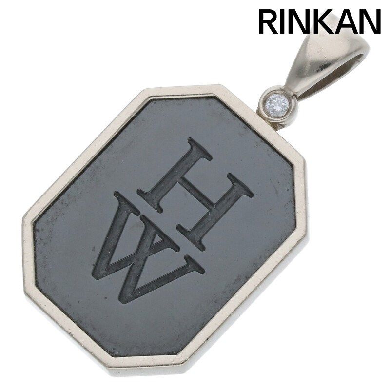 ハリーウィンストン HWロゴ K18WG1Pダイヤネックレストップ メンズ