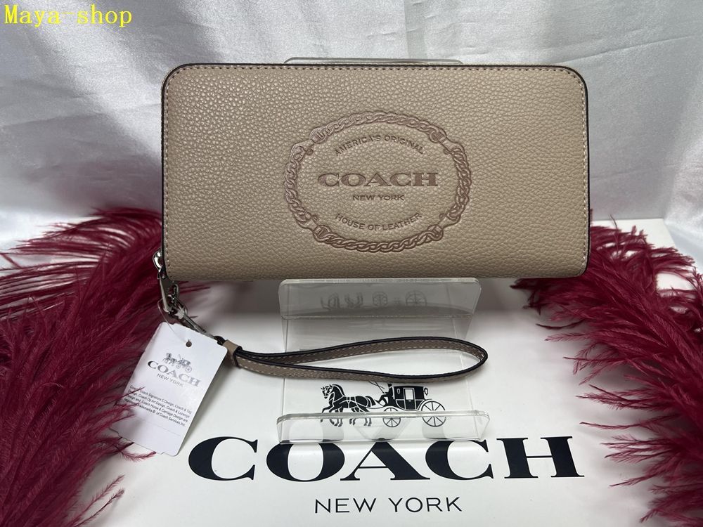 コーチ COACH 長財布 財布  ロング ジップ アラウンド ウォレット コーチ ヘリテージ トープ  ぺブルド レザー ストラップ付きプレゼント 贈り物 ギフト 財布 レディース 新品未使用 ブランド  CN353 A342 11