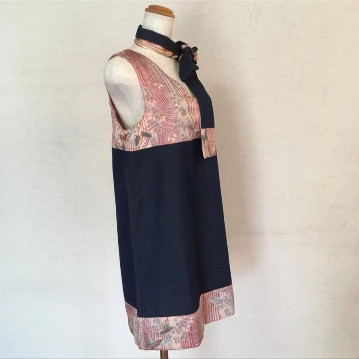 Kanata着物リメイク 煌めくきらら絞りとシルクデニムのチュニック
