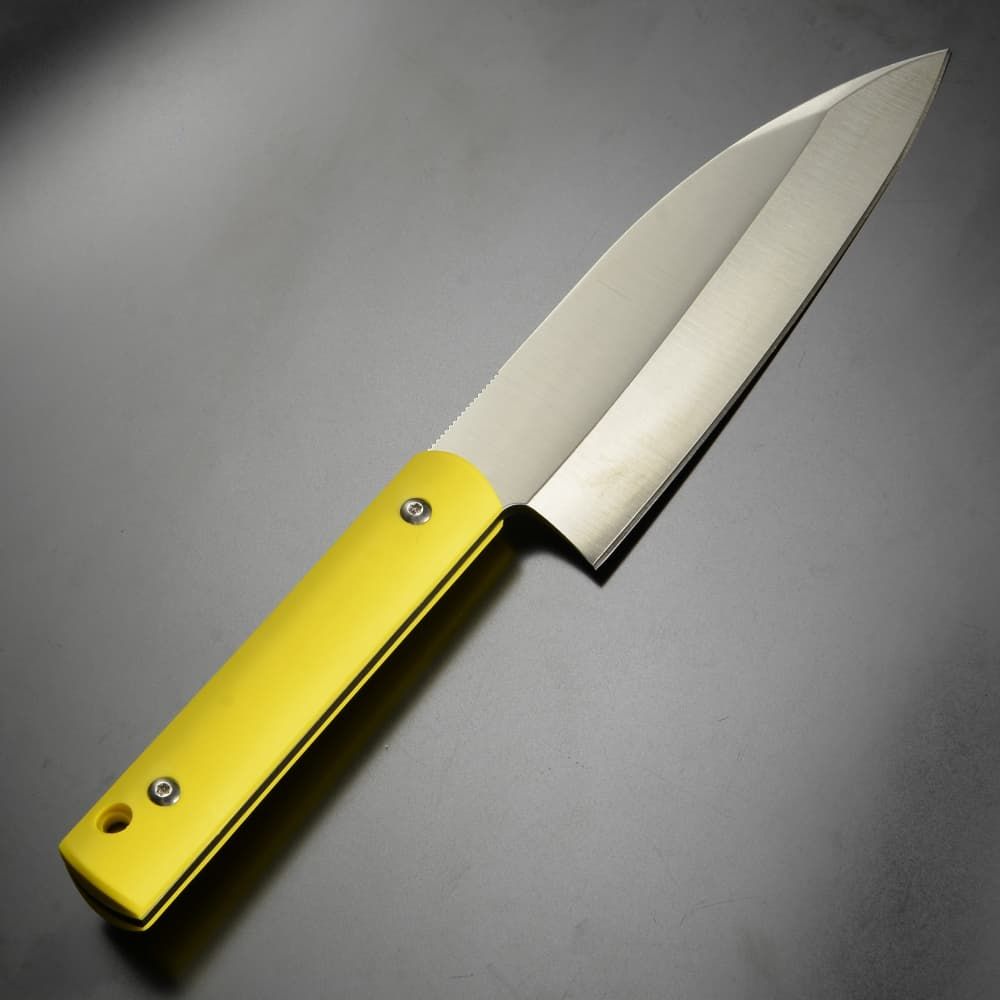 Gサカイ 出刃包丁 サビナイフ4 シャチ 片刃 イエロー 18歳以上