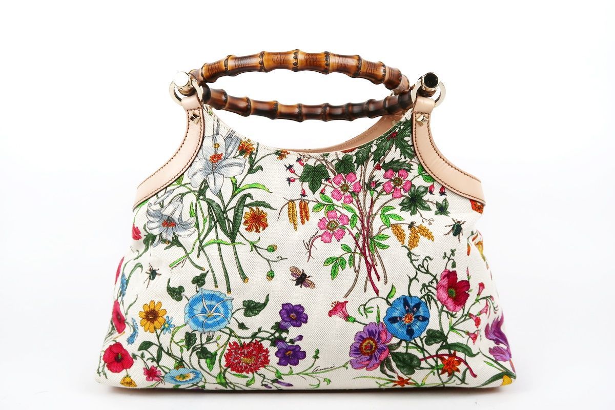 美品】GUCCI グッチ フローラ バンブー ハンドバッグ 花柄 ハンド 