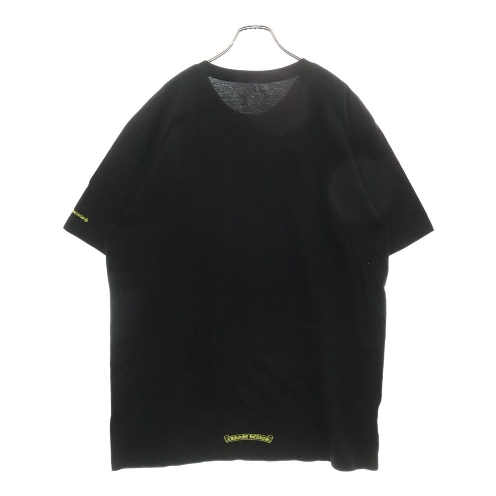 ◆CHROME HEARTS◆ネック ロゴ Tシャツ ブラック/ネオンイエロー クロムハーツ ロンT ブラック ネオン イエロー Lサイズ（CHROME