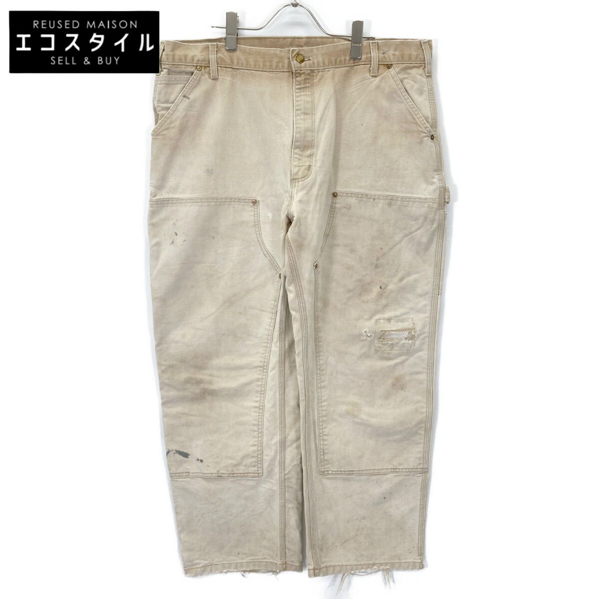 雰囲気最高 carhartt ダブルニーペインターパンツ アメリカ製 40×32 Carhartt カーハート USA製 フェード ダック生地 ダブルニーペインター