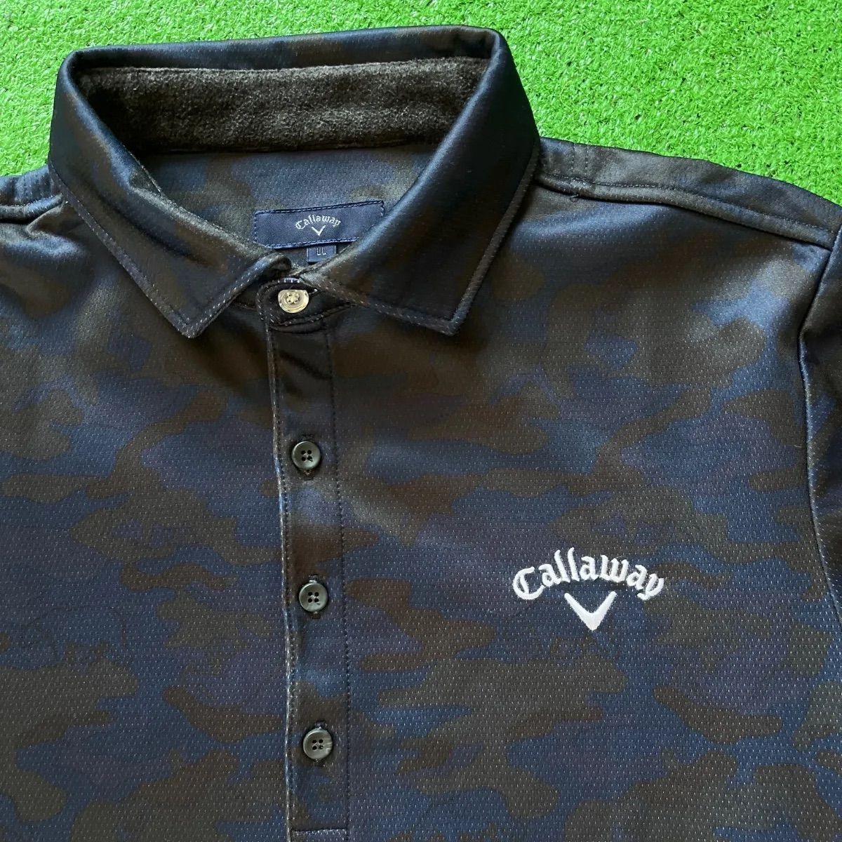 callaway キャロウェイ　柄　長袖　ポロシャツ　ゴルフ Callaway キャロウェイ 長袖 ロゴ刺繍 迷彩柄 裏起毛 ストレッチ