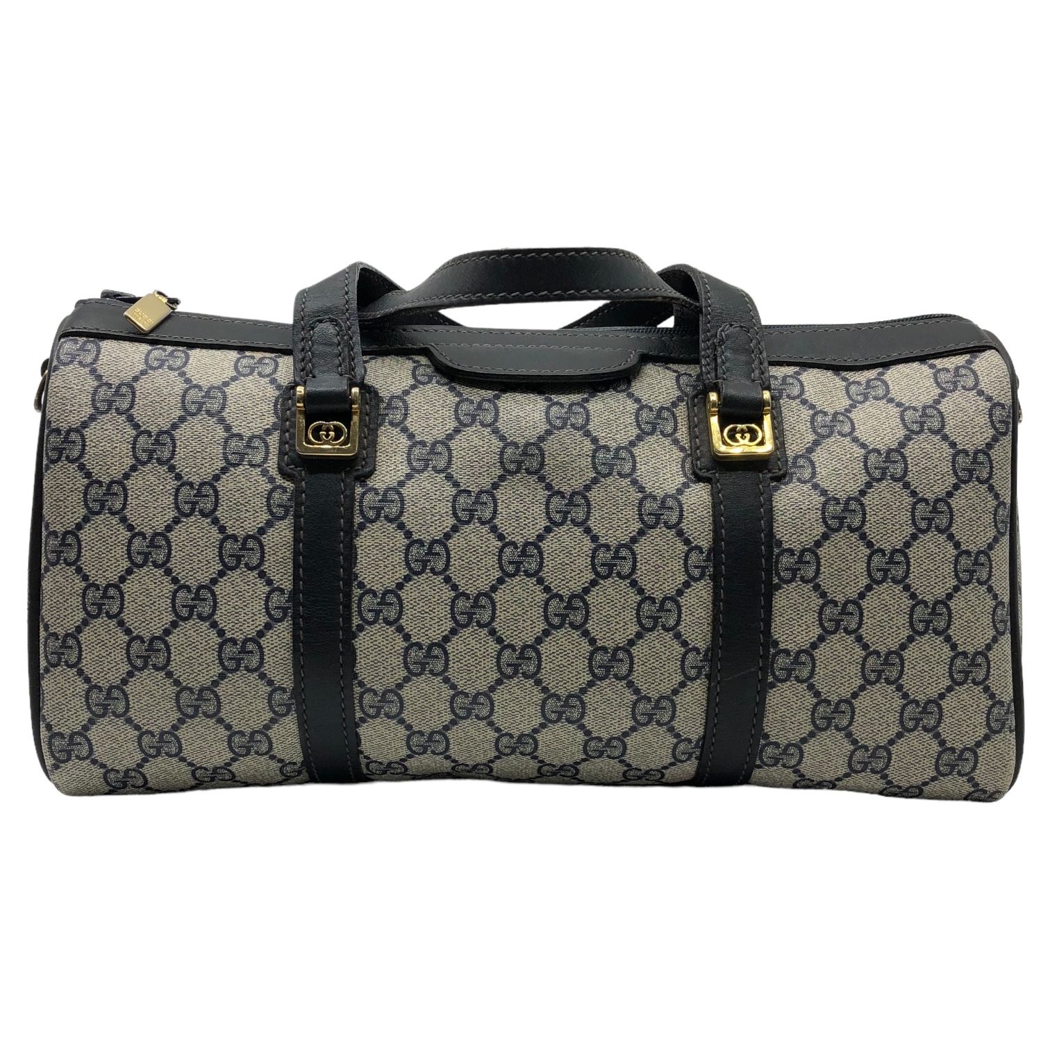 BAG グッチ GG柄 PVC×レザー ハンド ボストン バッグ ネイビー