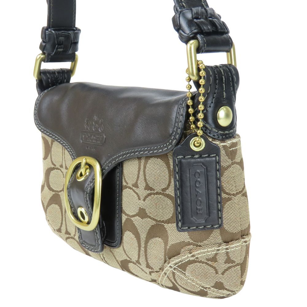 中古】 コーチ ショルダーバッグ C2830 デニム レザー インディゴ  