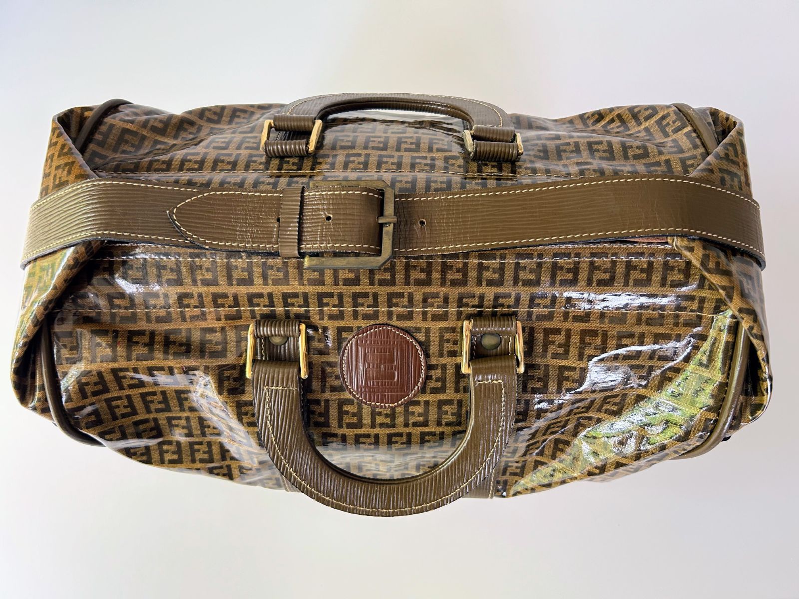 FENDI フェンディボストンバッグ希少ビニールコーティングズッカ