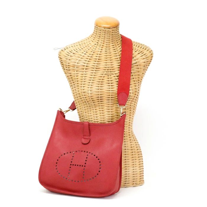 HERMES エルメス エヴリン GMゴールド金具 □H刻印　ネイビー×レッド HERMES エルメス エヴリン GMゴールド金具 □H刻印ネイビー×レッド