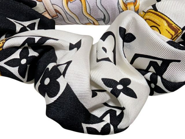 新品同様 ルイヴィトン スカーフ シュシュ ビーマインドフル バンドー ヘアアクセサリー M68951 モノグラム チェーン ブラック　黒 ヘア 新品同様 ルイヴィトン スカーフ シュシュ ビーマインドフル バンドー