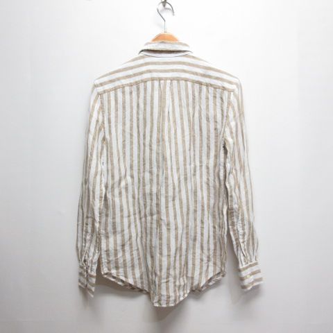 ポロ ラルフ ローレン 麻 リネン 長袖 ストライプ シャツ 刺繍 ポニー XS ポロ ラルフローレン POLO RALPH LAUREN 美品 ストライプ柄 麻