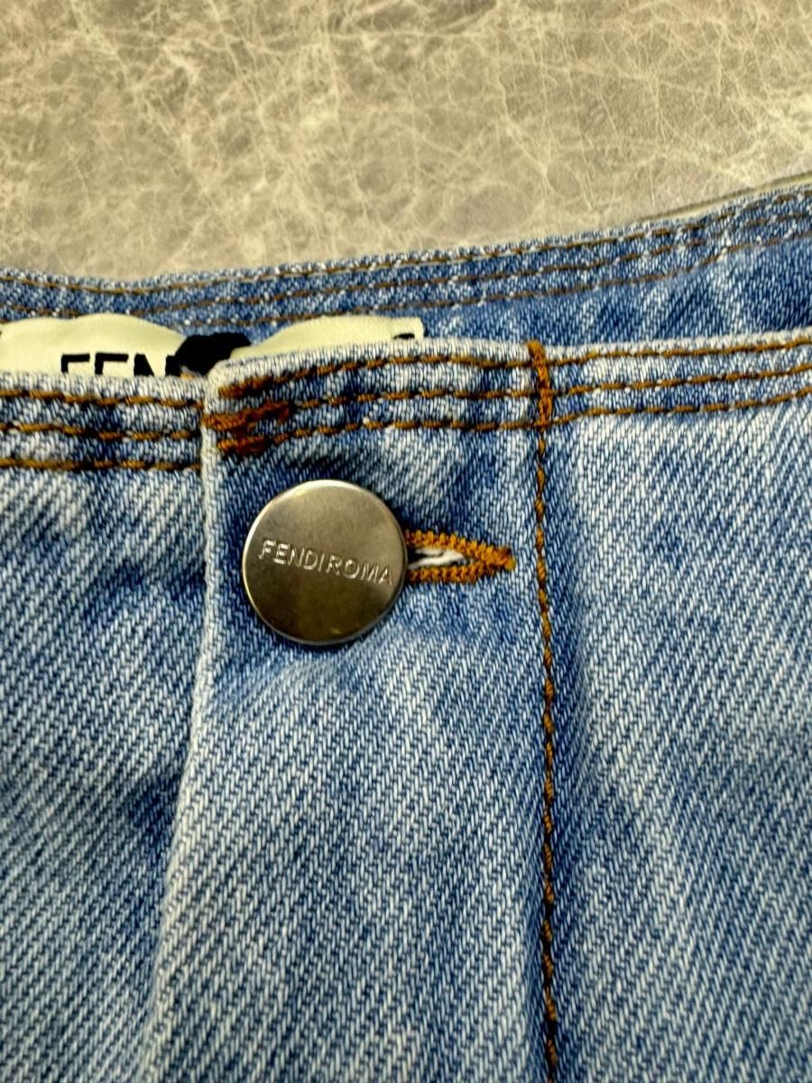 FENDI JEANS フェンディ ショートパンツ ロゴ 金ボタン デニム FENDI JEANS フェンディ ロゴ 金ボタン ハーフパンツ ショートパンツ