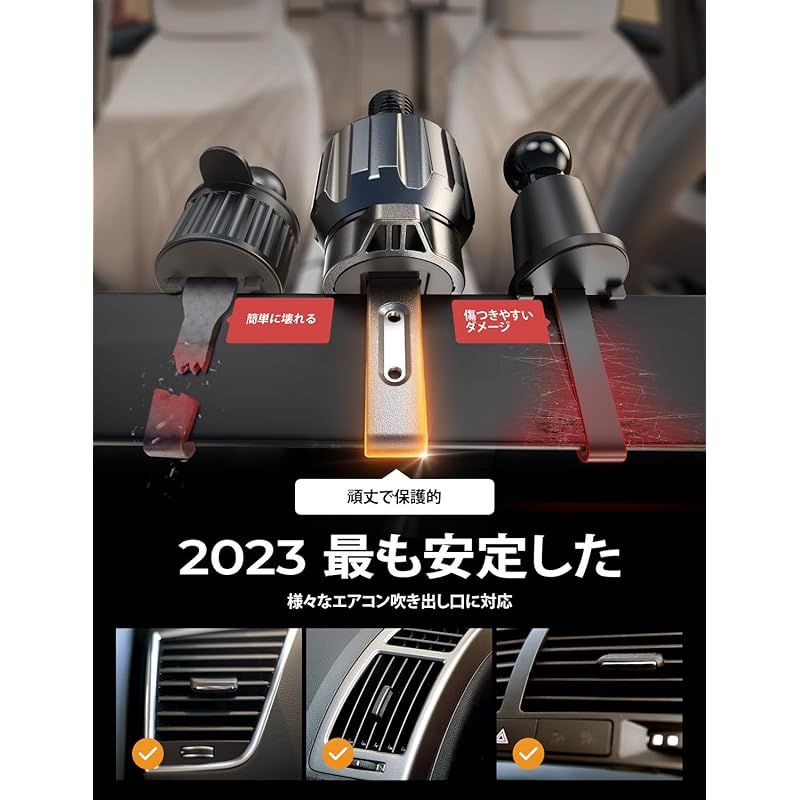 LISENスマホホルダー 車 【2023革新！驚安定の車載スマホ ホルダー】二重360°調整 自転車 スマホホルダー エアコン 吹き出し口 車載スマホホルダー 片手操作 車 スマホスタンド 超強力構造 スマホホルダー 自転車 安定性拔群 不動のサポート力 車 