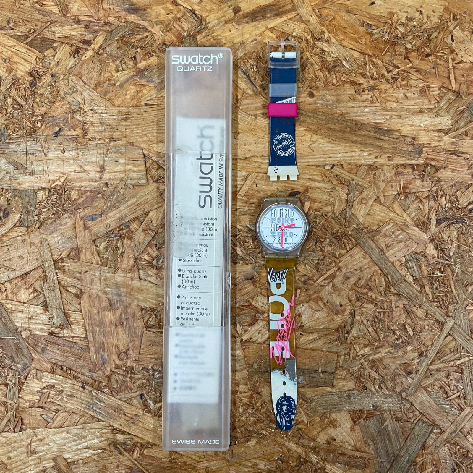 93年製 swatch 腕時計 ZERO POINT GK163 スウォッチ 外箱付き 不動 