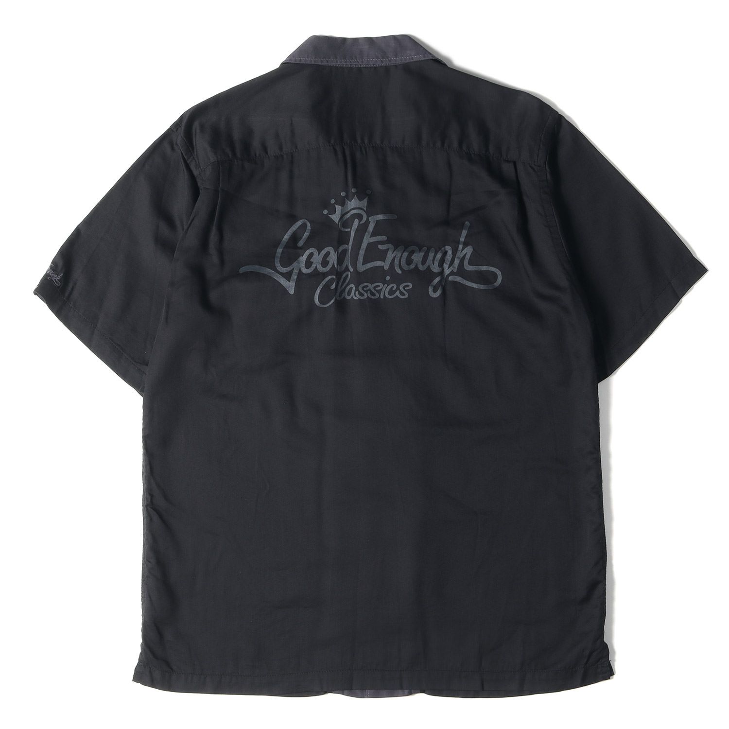 GOOD ENOUGH グッドイナフ シャツ サイズ:3 クラシックロゴ オープンカラー 半袖 シャツ ブラック チャコール 黒 トップス  カジュアルシャツ ブランド