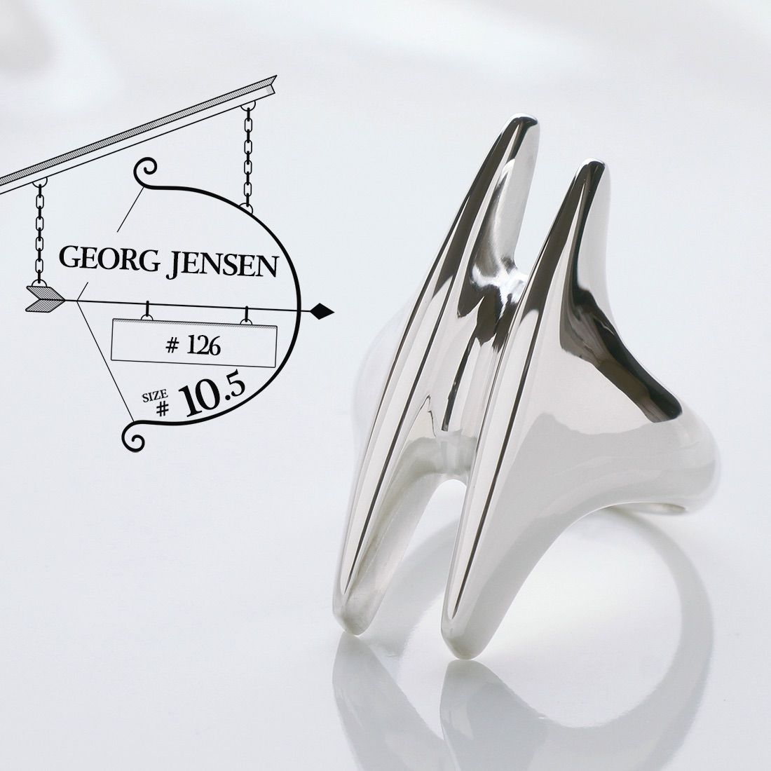 極美品 GEORG JENSEN ジョージ ジェンセン ヴィンテージ 126 リング