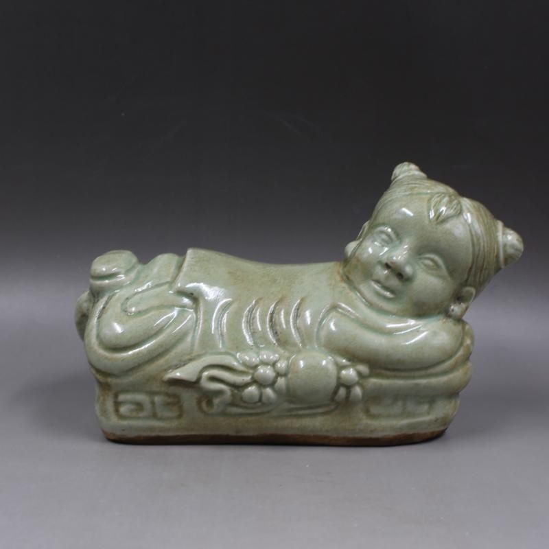 宋湖田窯彫刻嬰戯磁器枕 景徳鎮 陶磁器 装飾品 現代工芸品 美術