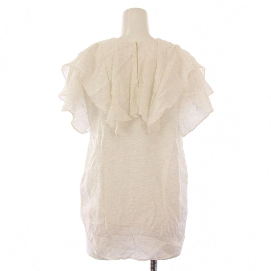  ノーブル NOBLE 25 SS ファジーリネンスクエアケープブラウス シャツ プルオーバー 半袖 Vネック F 白 ホワイト BB 半袖 シャツ ブラウス