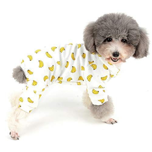 XLサイズ x 1_Banana ZUNEA 犬 つなぎ パジャマ 春夏 ロンパース 小型犬 洋服 おしゃれ かわいい バナナ柄 ドッグウエア Tシャツ 部屋着 寝間着 抜け毛防止 ペット 犬の服 猫服 お散歩 お洒落 XL