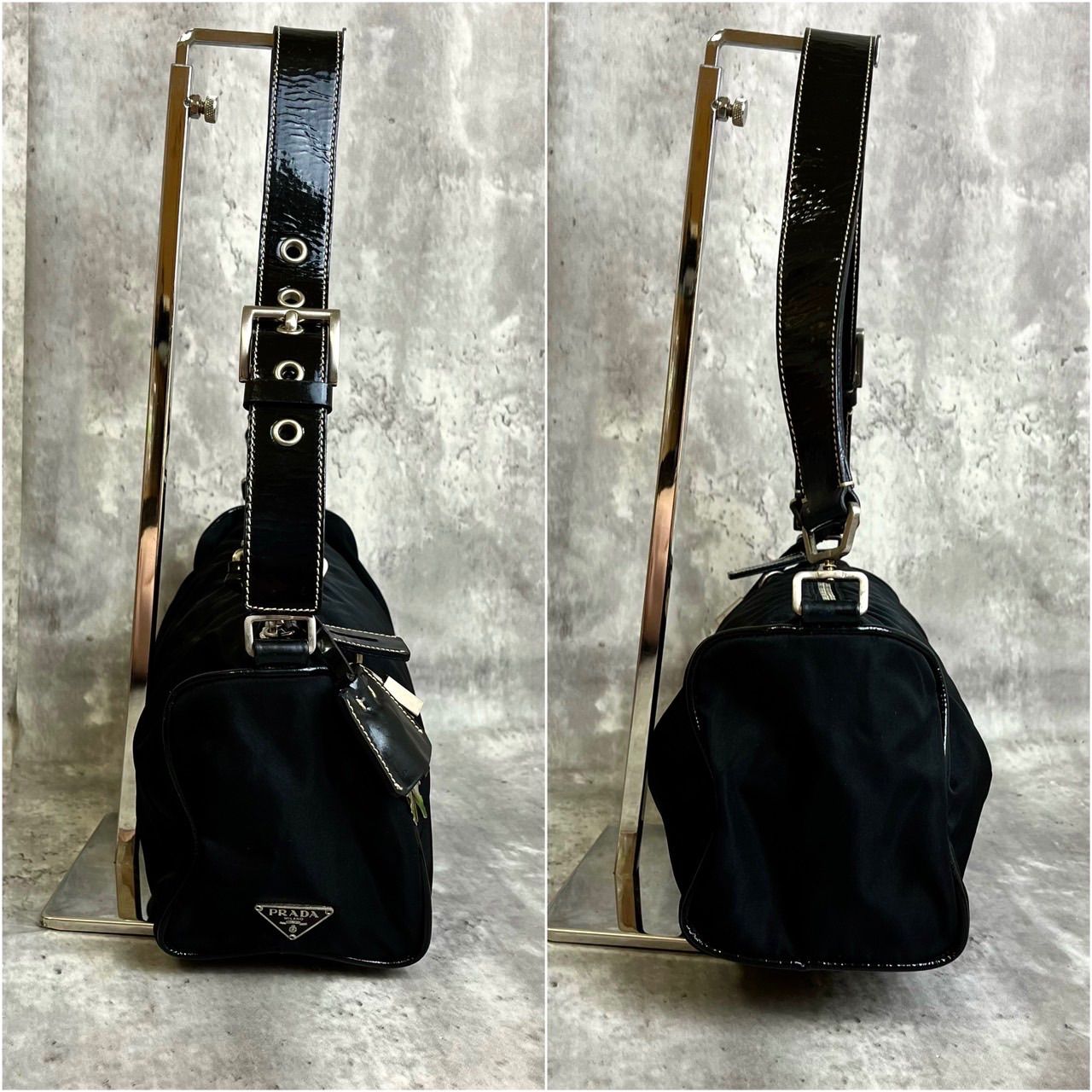 良品✨プラダメッセンジャーバッグ三角プレートナイロンレザー黒斜め掛け