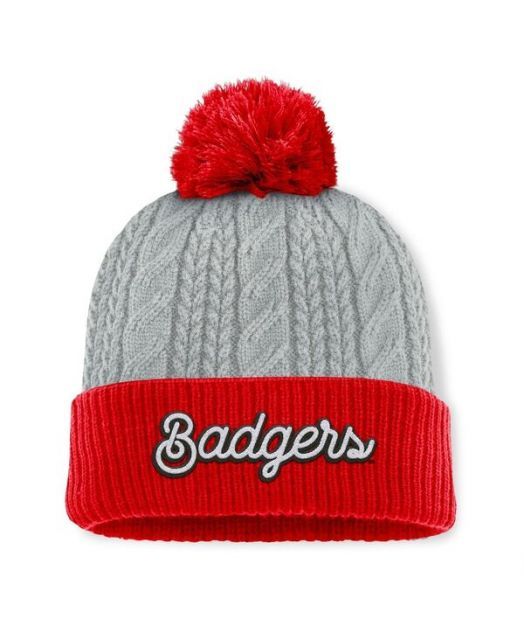 送料無料 トップオブザワールド レディース 帽子 アクセサリー Women s Gray|Red Wisconsin Badgers Becca Cuffed Knit with Pom Hat Gray Red