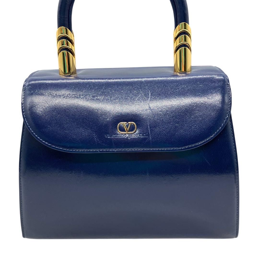 良品 2140 VALENTINOハンドバッグ フォーマルバッグ レザー 青 良品 2140 VALENTINOハンドバッグ フォーマルバッグ レザー 青