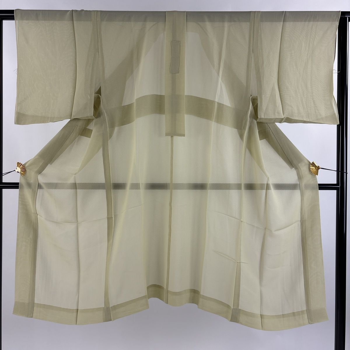 長襦袢 身丈120cm 裄丈62cm S 絽 抹茶色 正絹 秀品