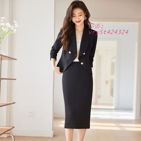 スーツ OL オフィス 卒業式 入学式 様々なシーンに！きれいめジャケット＆ミモレ丈スカートの長袖セットアップ2点セット S M L 2L 3L 4L サイズ セール スーツ OL ス 卒業式 入学式 様々なシーンに！きれいめジャケット