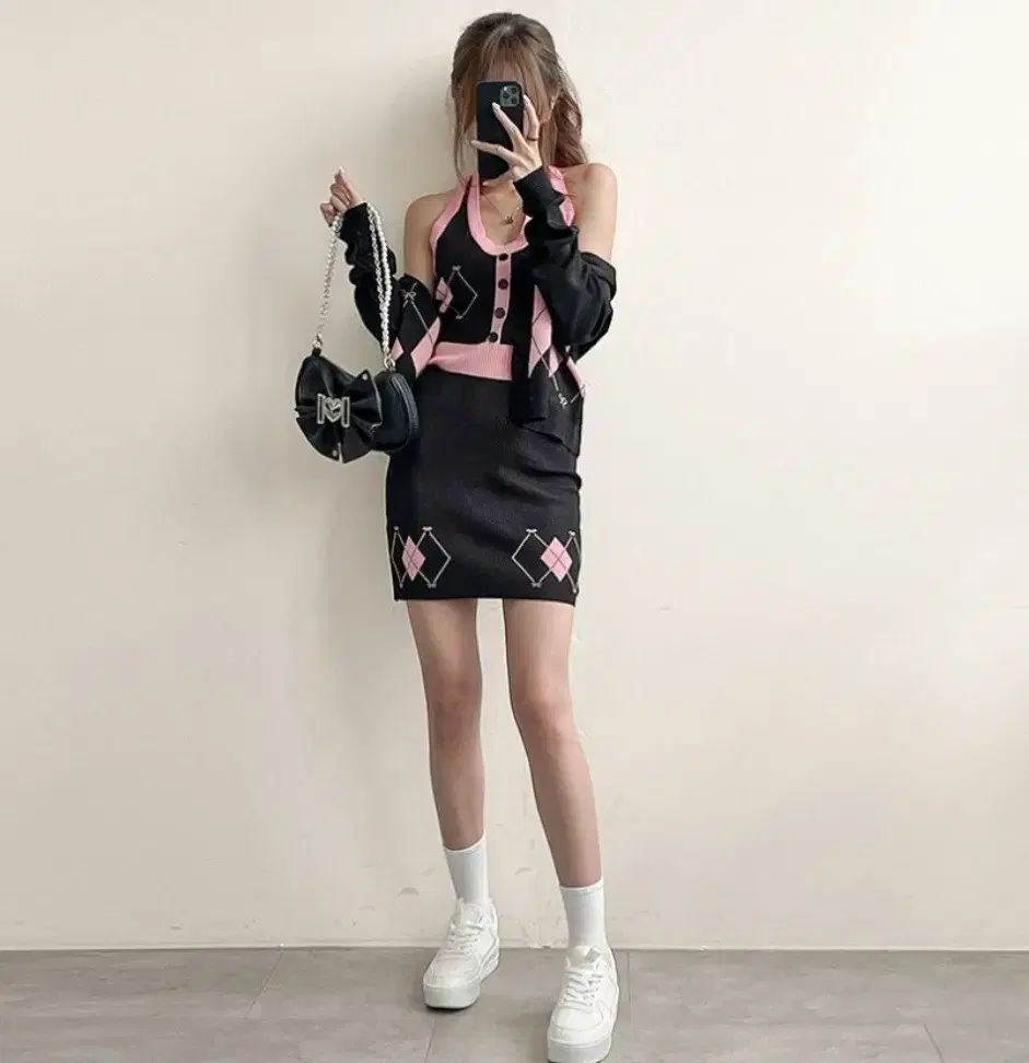 コーディネートセット ブラックピンク アーガイルセット