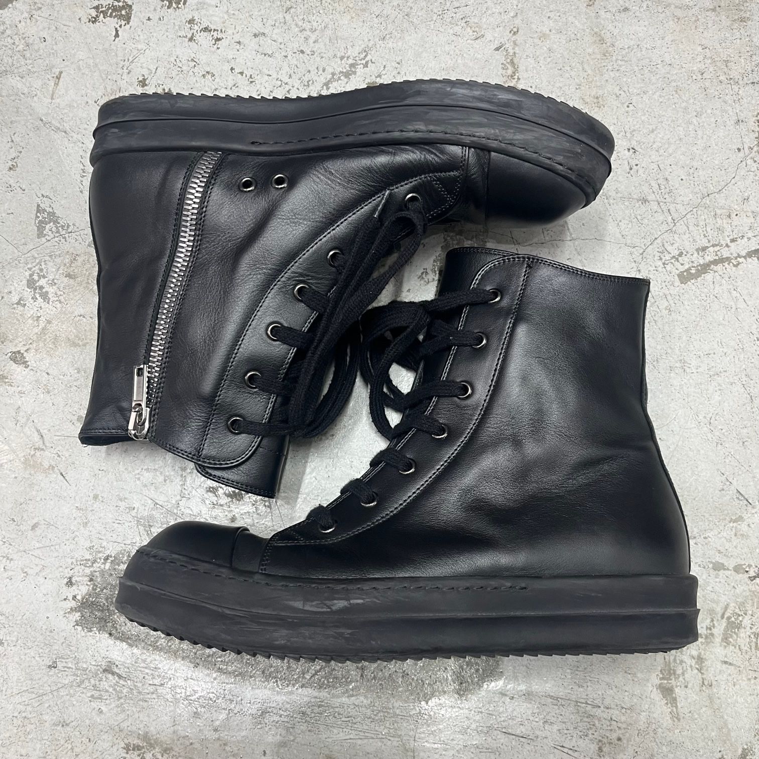 Rick Owens レザー ハイカット ラモーンズ スニーカー 37392 リックオウエンス 41 68580A1