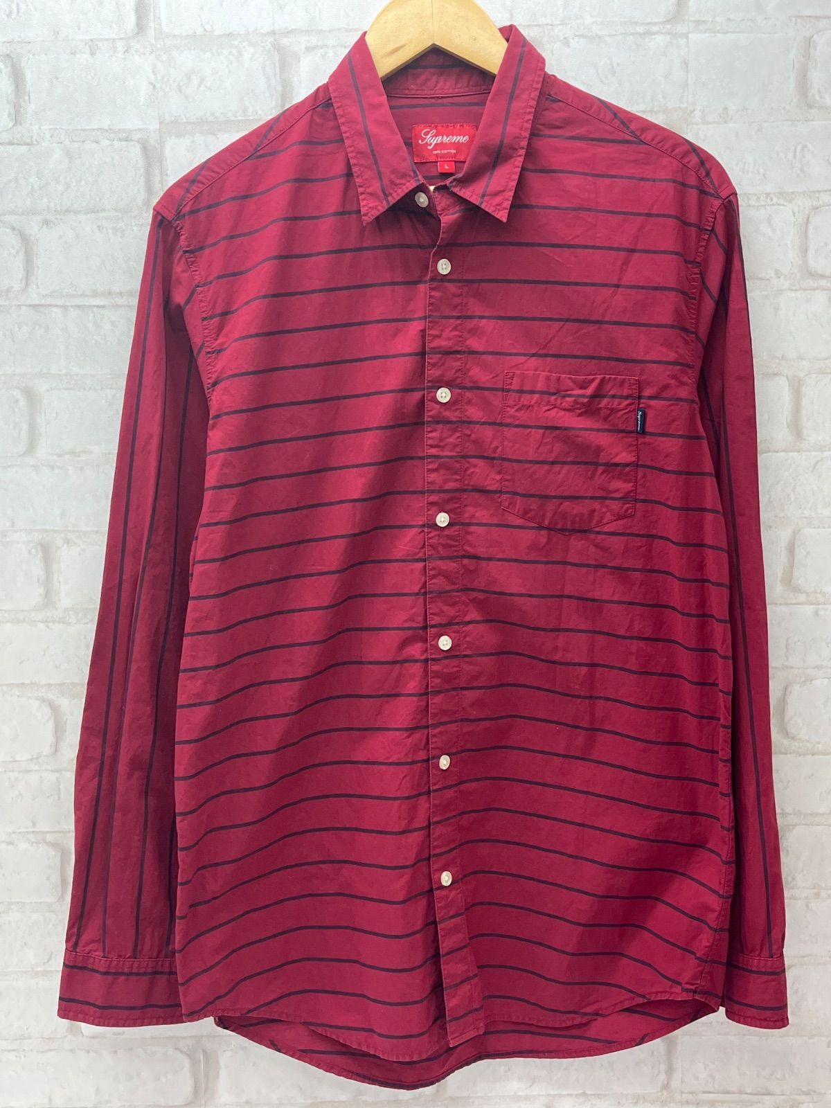 Supreme シュプリーム 11FW Horizontal Stripe Shirt Lサイズ