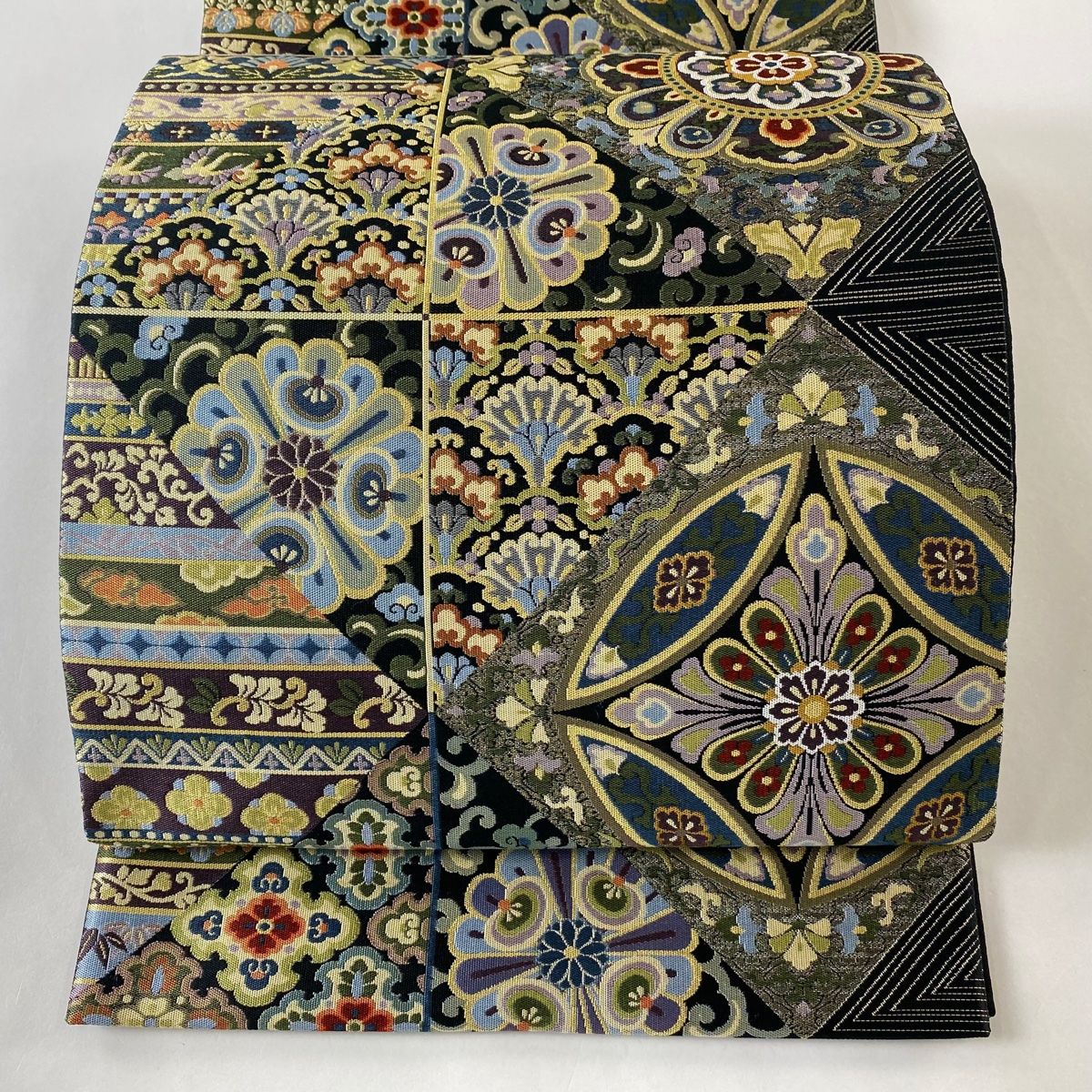 正絹 六通袋帯 【七宝 刺繍】　No.1749 正絹 六通袋帯 【七宝 刺繍】 No.1749