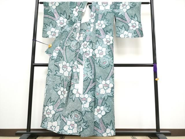 平和屋着物□極上 夏物 浴衣 有松鳴海絞り 枝花文 綿 逸品