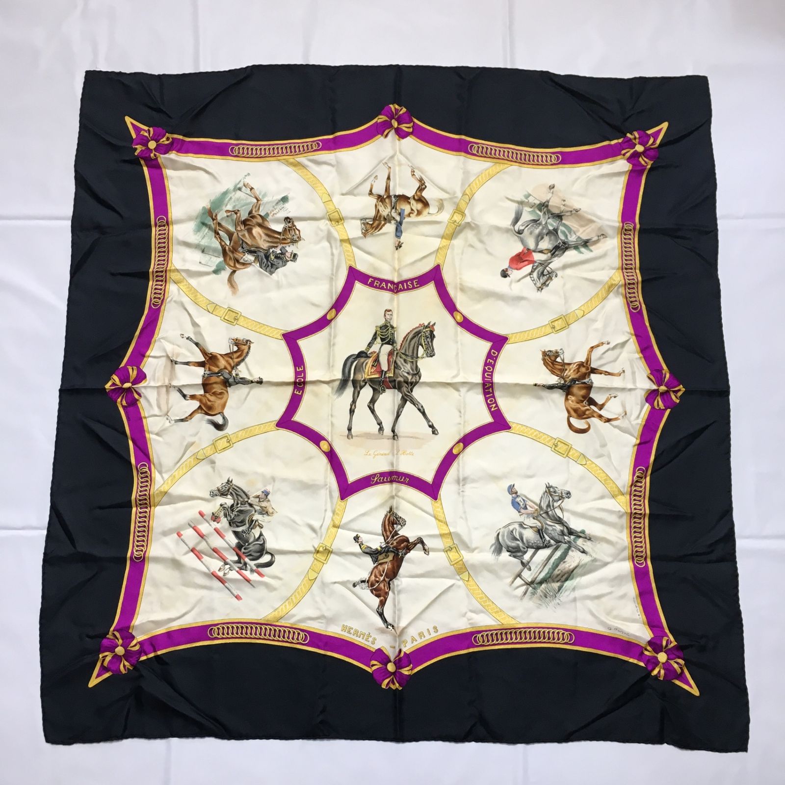 2506-41｜エルメス カレ 90 スカーフ シルク ブラック - メルカリ 