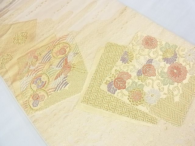 平和屋着物◎六通柄袋帯 唐織 有職色紙典雅文 金糸 鈴乃屋扱い