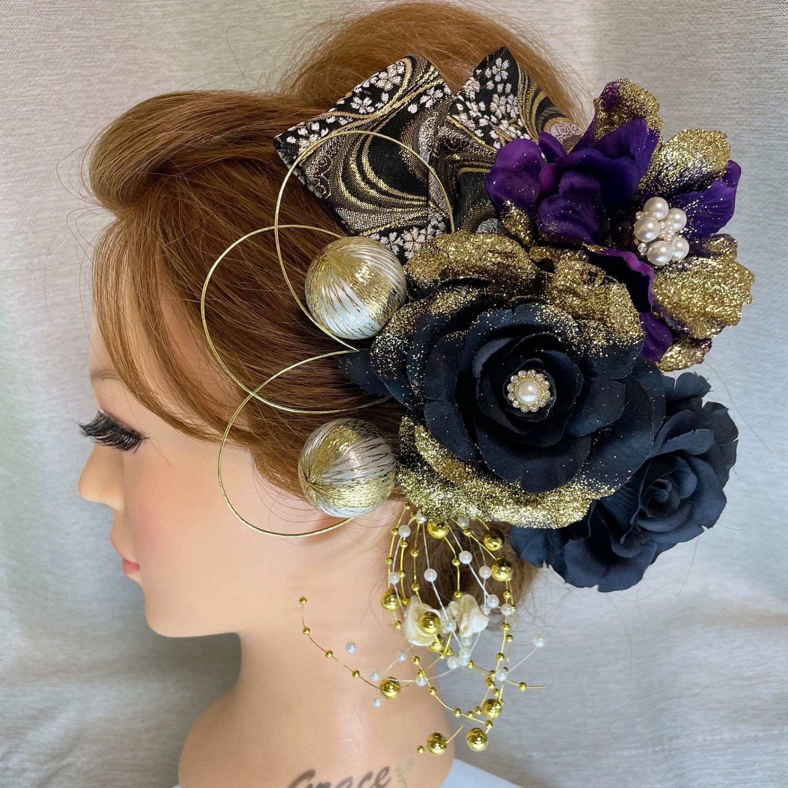 紫 和装髪飾り 振袖髪飾り 成人式髪飾り 色打掛髪飾り 結婚式髪飾り 着物 イベント