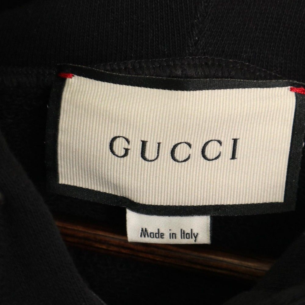 グッチ パーカー メンズ ラメロゴプリント フーディー トップス  