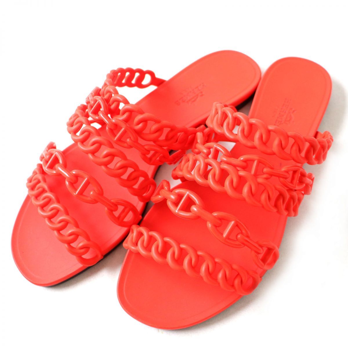 美品』エルメス シェーヌダンクル ラバーサンダル 36 天白】【HERMES