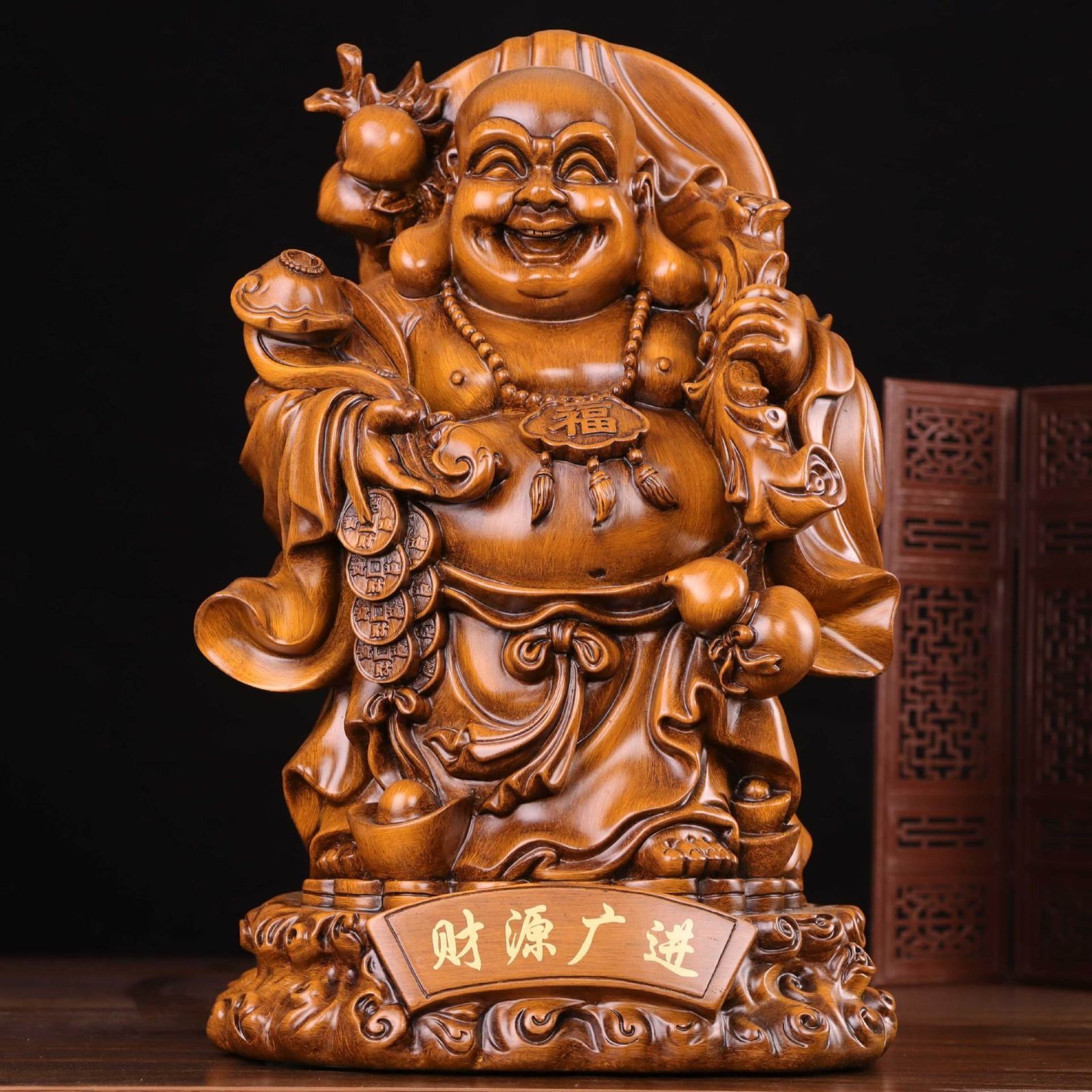 布袋尊 仏像 木製置物 アンティーク 飾物 風水