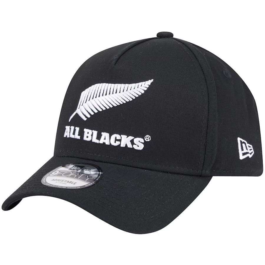 送料無料 ニューエラ ベースボールキャップ 9FORTY Aフレーム オールブラックス オープンサイズ 2025|26 ラグビー ニュージーランド代表 ブラック 黒 ホワイト 白 並行輸入品 販売 new era 日本未発売モデル 帽子