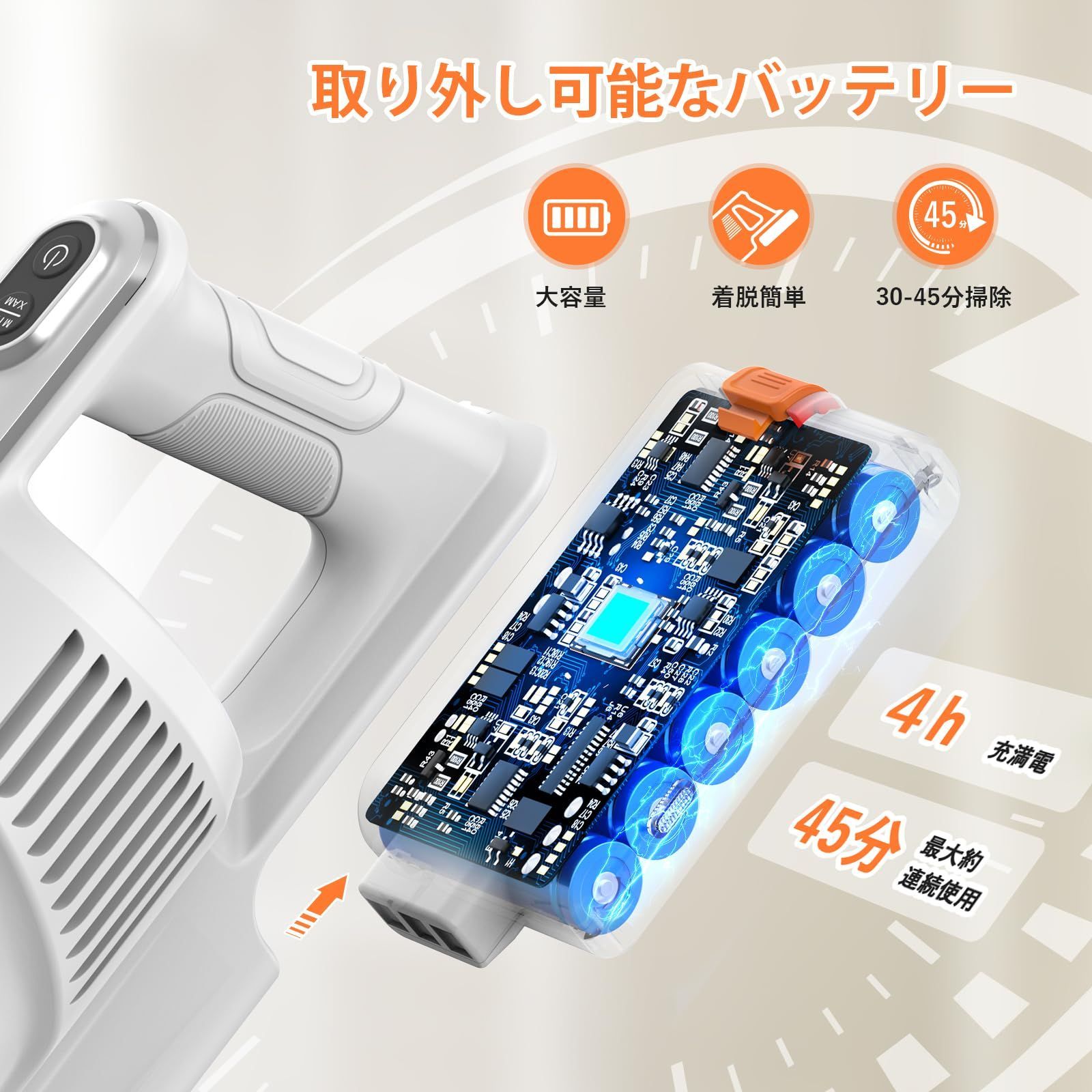 Airpher コードレス掃除機 38000pa強力吸引 Amazon | 【在庫処分】掃除機 コードレス【38000pa強力吸引・45